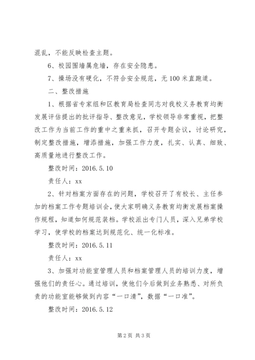小学义务教育均衡发展整改报告.docx