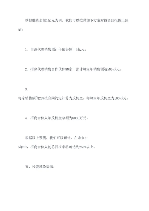 白酒企业招商融资计划书