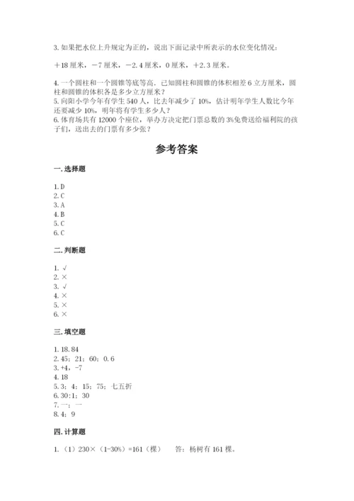 嵩明县六年级下册数学期末测试卷（名校卷）.docx