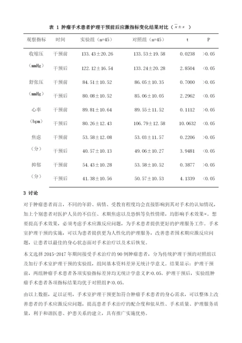 手术室护理干预对肿瘤手术患者应激反应的影响分析.docx