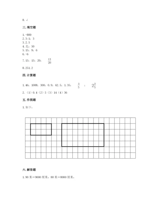 冀教版小学六年级下册数学期末综合素养测试卷及答案1套.docx