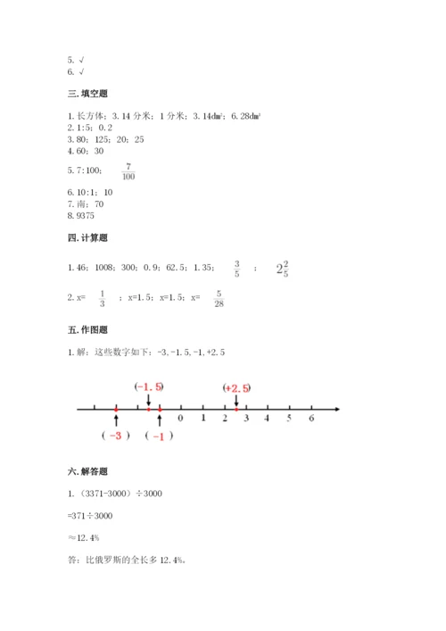 麻阳苗族自治县六年级下册数学期末测试卷精编答案.docx