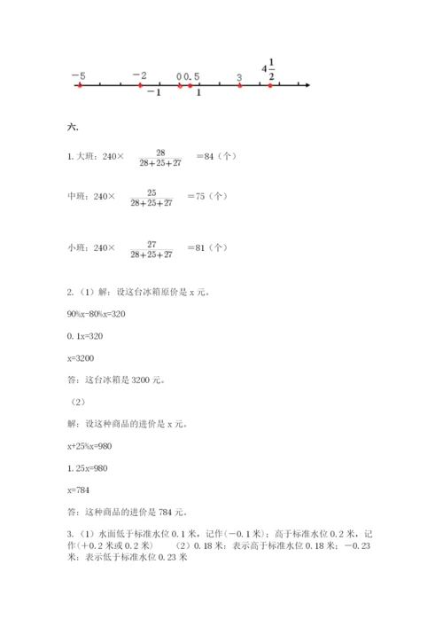 河南省平顶山市六年级下册数学期末测试卷带答案（最新）.docx