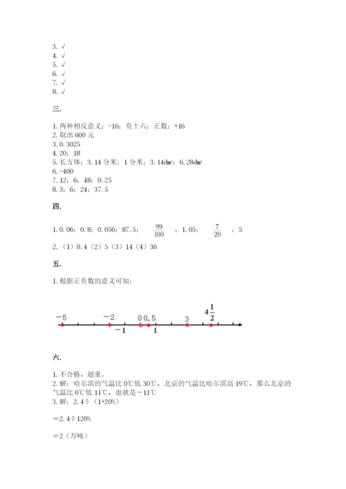 小学六年级数学摸底考试题【综合卷】.docx