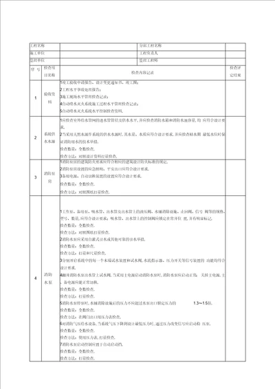 自动喷水灭火系统工程验收记录填写范例