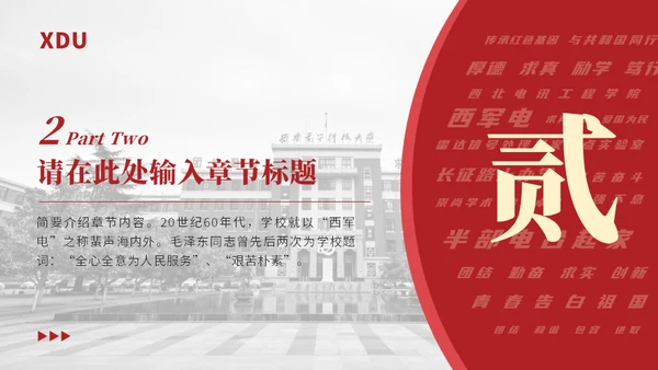西安电子科技大学论文答辩通用ppt模板