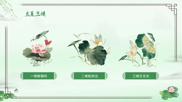绿色水墨中国风立夏PPT模板