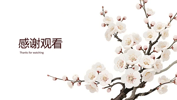 白色简约风梅花介绍PPT模板