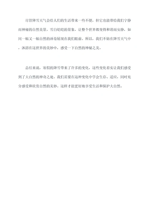 寒假下雪心得体会