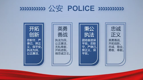 蓝色大气公安警察派出所演讲动态PPT