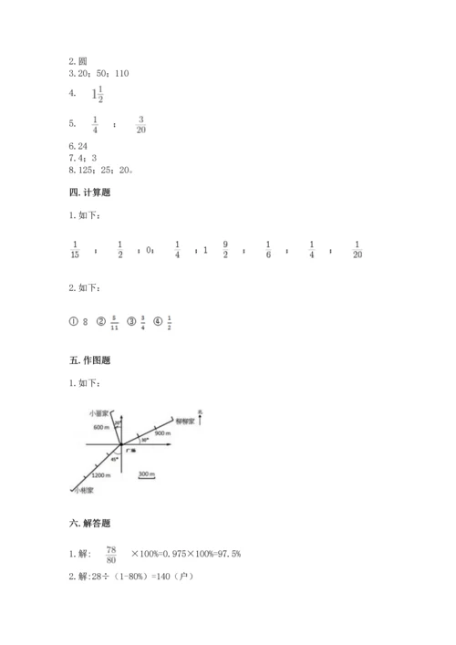 六年级上册数学期末测试卷附参考答案（考试直接用）.docx