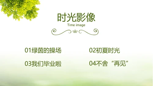 绿色文艺致青春毕业季大学毕业纪念册相册PPT