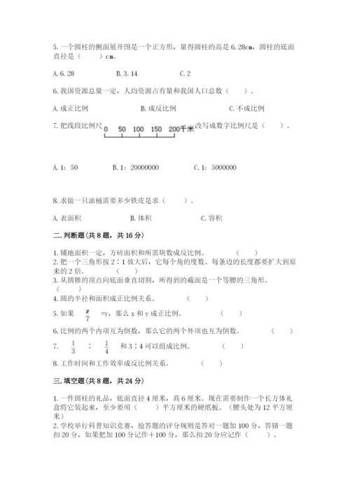 六年级下册数学期末测试卷及完整答案【典优】.docx