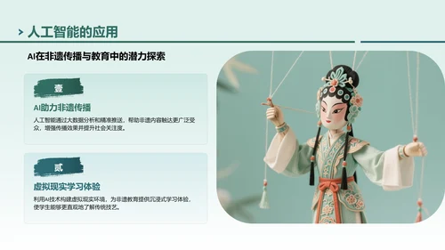 绿色中国风非遗传承的当代表达PPT模板