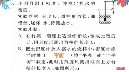 【人教版】物理八年级下册 第10章 专题（七）与浮力有关的实验 习题课件