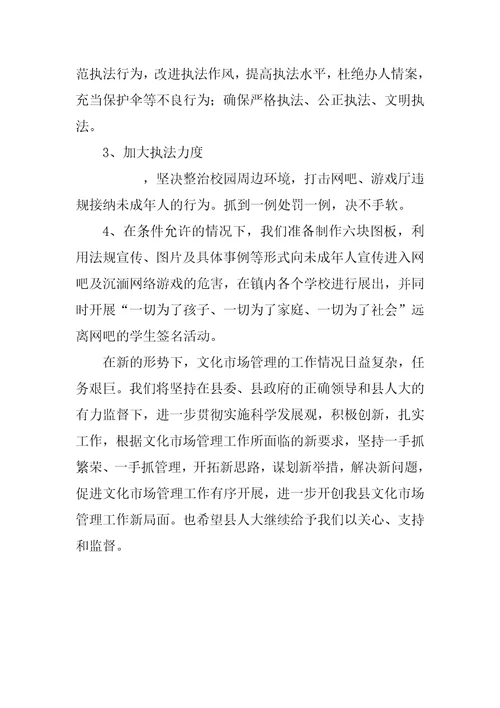 关于贯彻执行文化市场管理条例工作情况的汇报