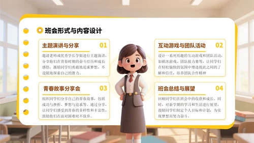 黄色3D风迎新班会PPT模板