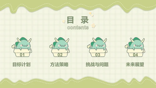小怪兽绿色卡通风学习汇报