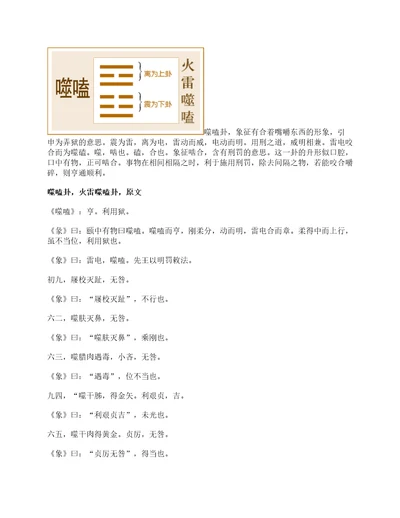 易经第二十一卦噬嗑卦详解火雷噬嗑离上震下