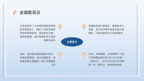 蓝色插画全国爱耳日说课PPT