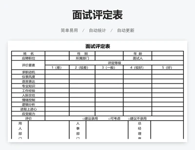 面试评定表