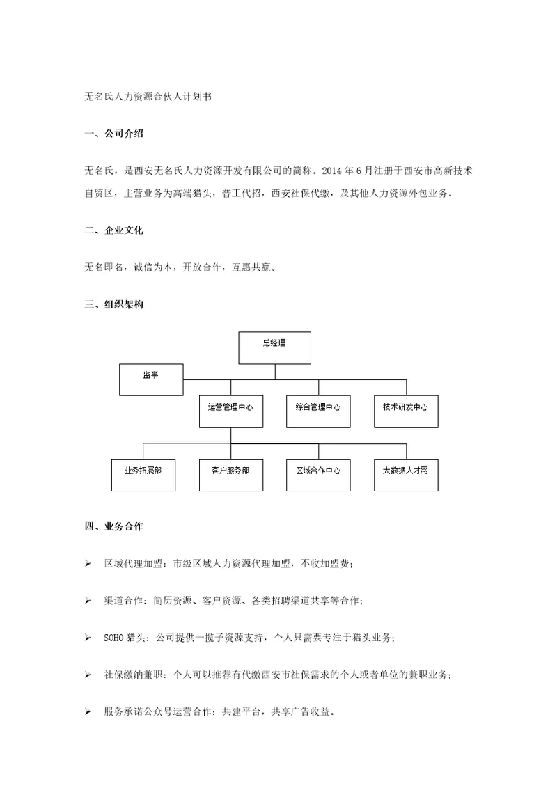 合伙人计划书