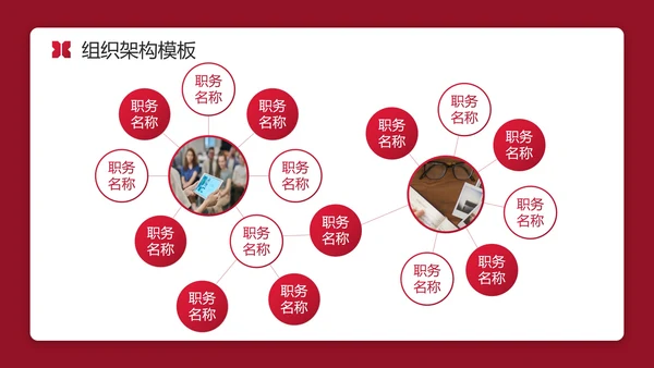 红色实景简约商务公司企业组织架构图PPT模板