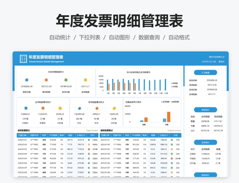 年度发票明细管理表