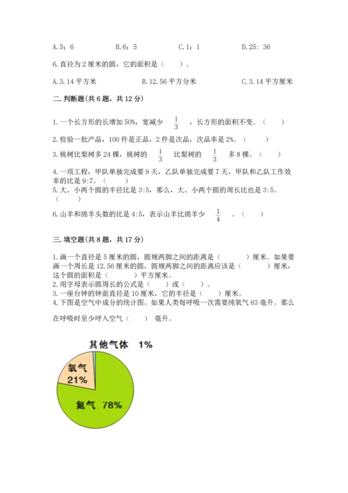 人教版六年级上册数学期末模拟卷加精品答案.docx