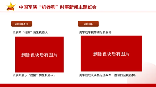 时事新闻主题班会：中国军演机器狗党课PPT课件