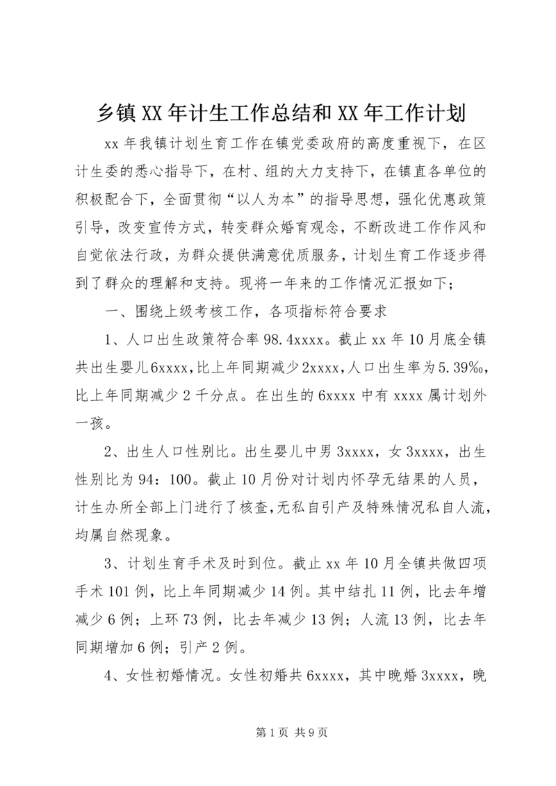 乡镇某年计生工作总结和某年工作计划.docx