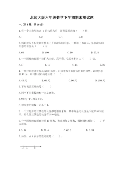 北师大版六年级数学下学期期末测试题精品【黄金题型】.docx