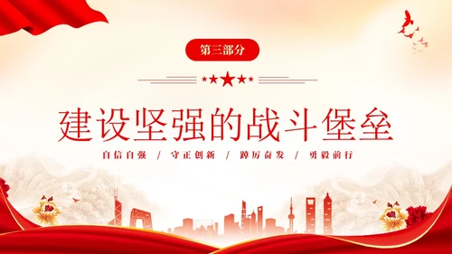红色简约党建党课党支部工作条例学习PPT