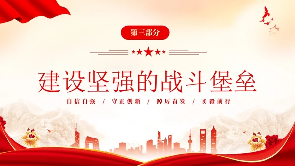 红色简约党建党课党支部工作条例学习PPT