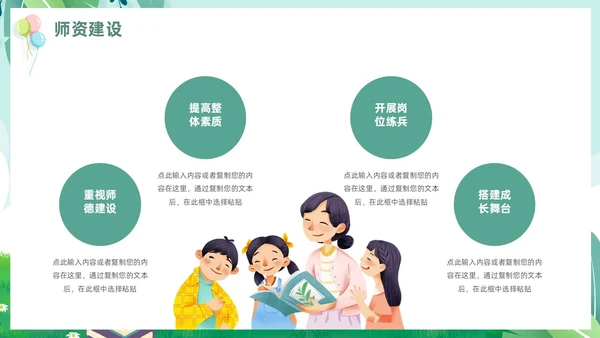 绿色小清新儿童卡通幼儿园工作汇报PPT模板
