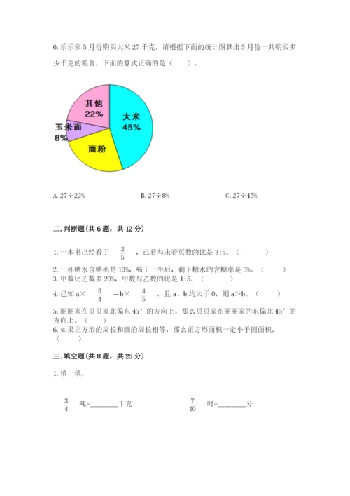 人教版六年级上册数学期末测试卷带答案（最新）.docx