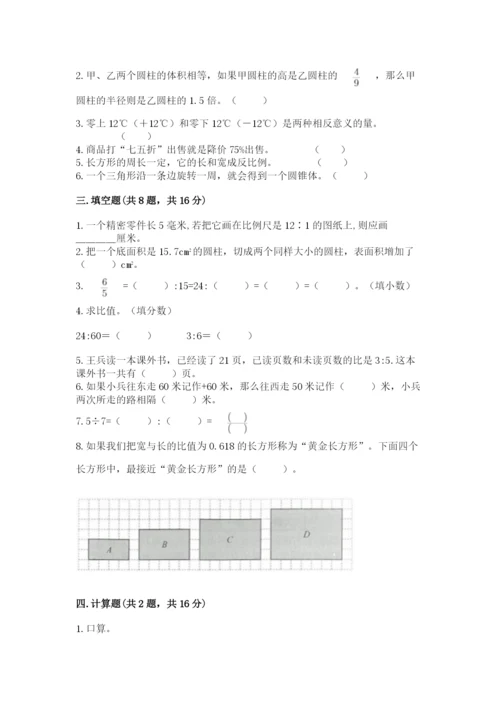 武冈市六年级下册数学期末测试卷加精品答案.docx
