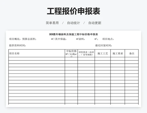 工程报价申报表