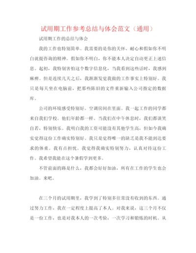 精编之试用期工作参考总结与体会范文（通用）.docx