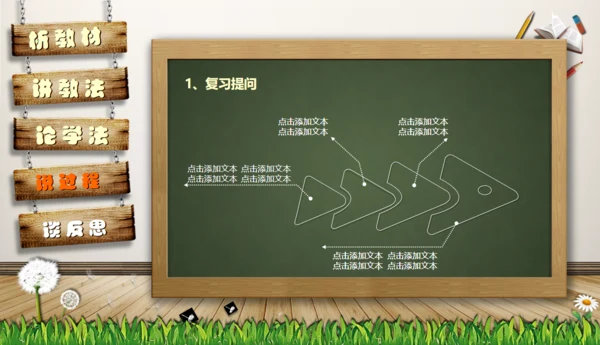教师说课黑板卡通风格教育教学通用PPT模板