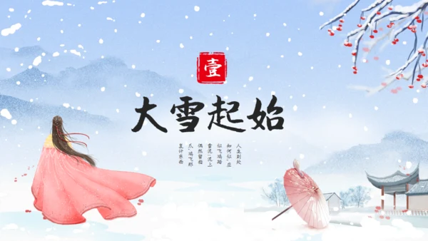 大雪纷飞大雪季气介绍通用PPT模板