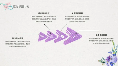手绘搭紫色喇叭花工作汇报通用PPT模板