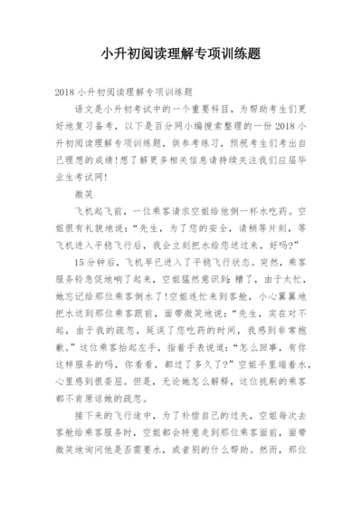 小升初阅读理解专项训练题.docx