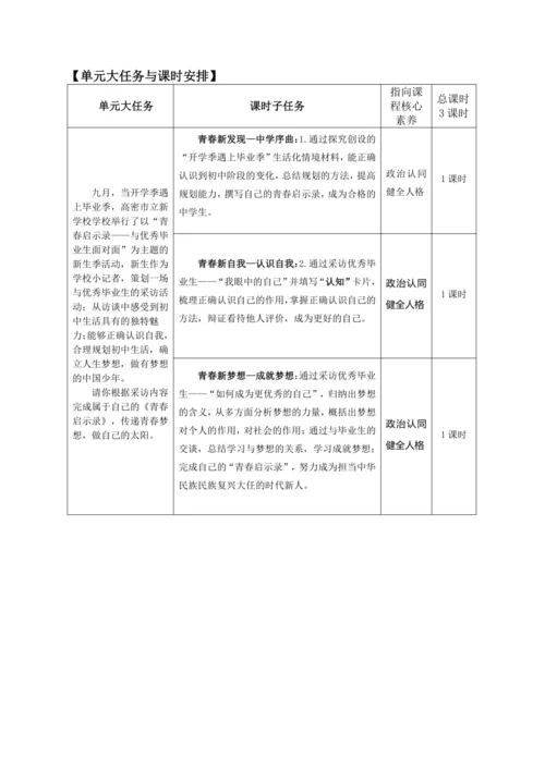 第一单元《少年有梦》大单元教学设计（含3课内容）