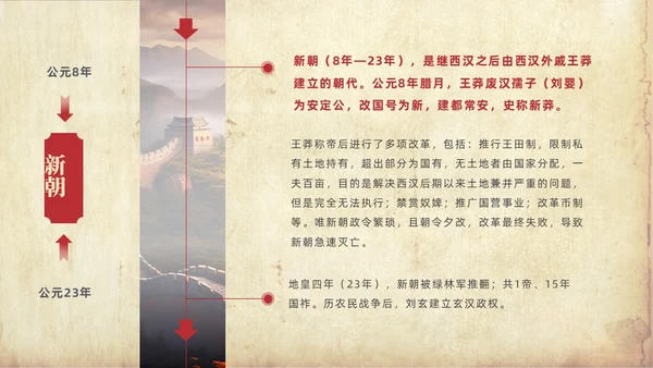 褐色大气实拍长城中国历史发展史PPT