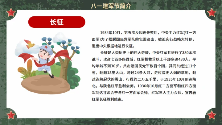 八一迷彩军旅风建军节宣传扬我军威通用PPT模板