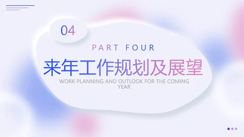 蓝色粉色弥散风新拟态形状运营述职报告PPT模板