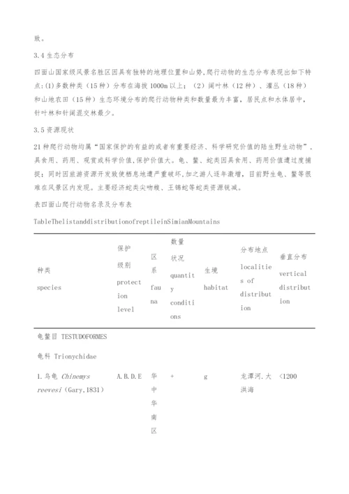 重庆四面山国家级风景名胜区爬行动物资源调查-保护.docx