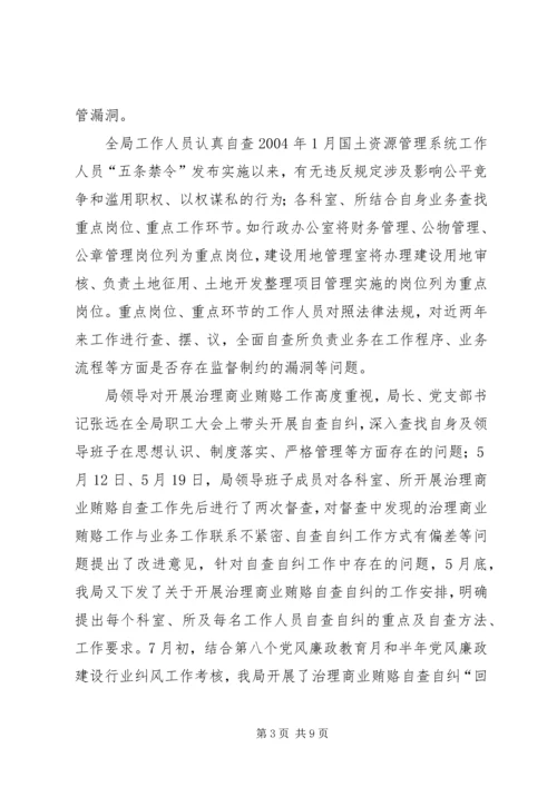 国土局治理商业贿赂专项工作汇报.docx