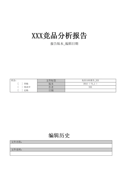 竞品分析报告模版